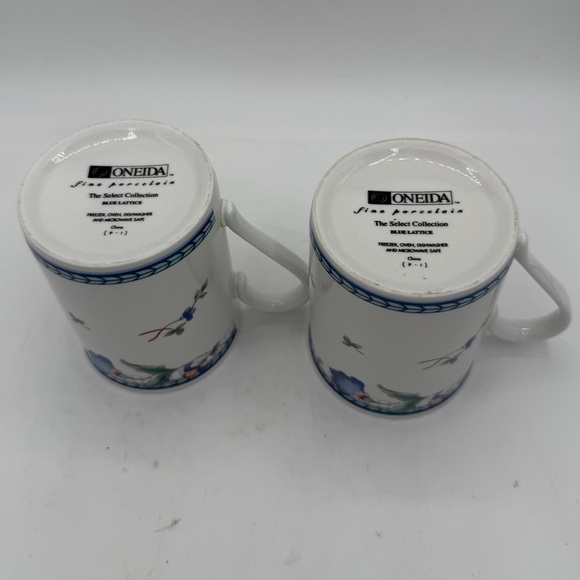 Set Of Two Oneida Blue Lattice Mug 1215336 Floral Cottage - Picture 7 of 9